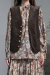 INTO THE EAST 25 Autumn/Winter Dark Moss Green V-Neck Corduroy Vest/Tapered Casual Pants ITE-E1DGAW032GR20VE-LV Vest